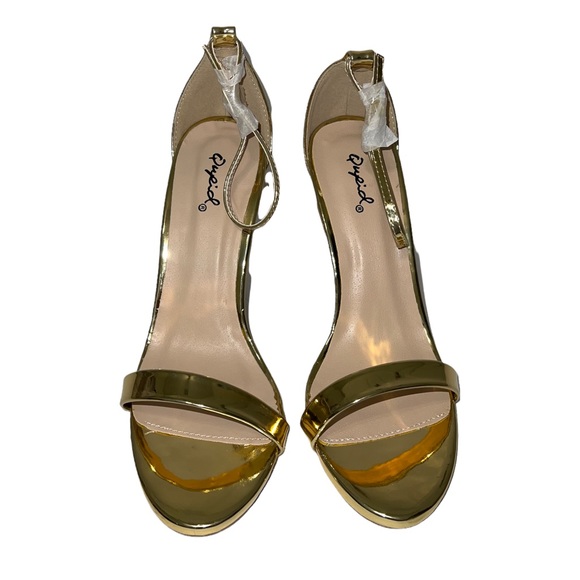 Qupid Gold Strappy Slingback Dress Sandals - Picture 3 of 6